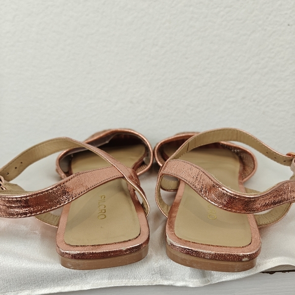 Pilcro Anthropologie Rose Gold Metallic Woven Leather Buckle Flats Size 10 - Picture 8 of 11